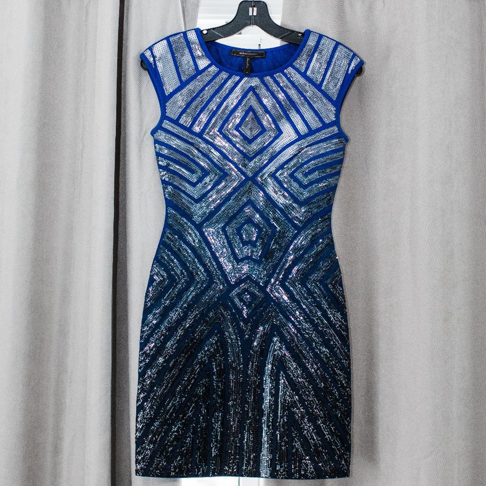 Blue with Silver Sequins BCBG Mini Dress